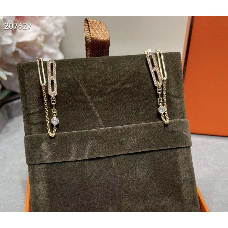 Hermes Farandole Pig Nose Chain Stud Earrings JWLH0026