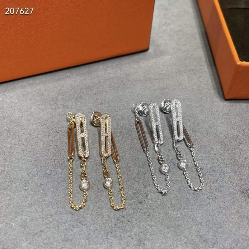 Hermes Farandole Pig Nose Chain Stud Earrings JWLH0026