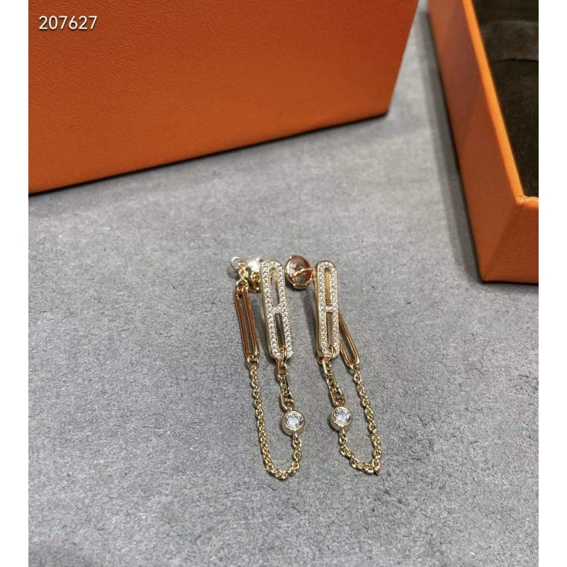 Hermes Farandole Pig Nose Chain Stud Earrings JWLH0026