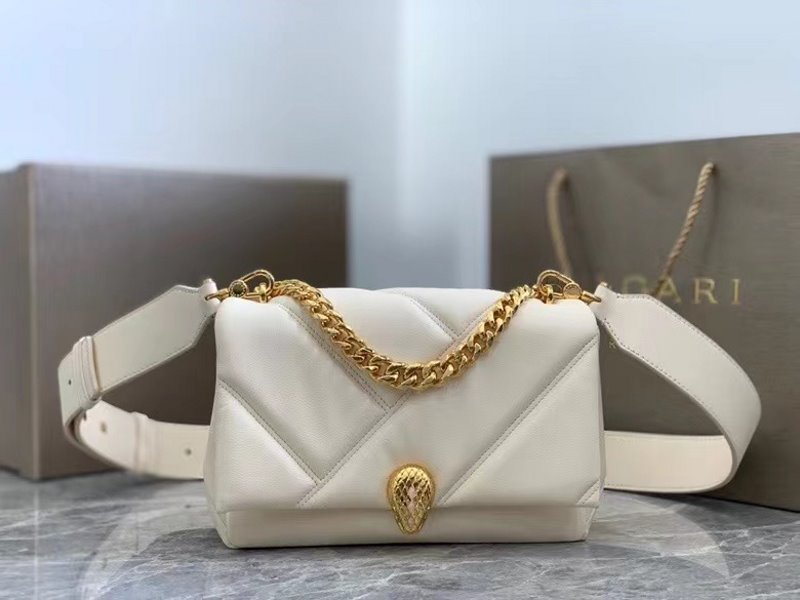 Bvlgari White Serpenti Cabocho Shoulder Bag BVGR00339