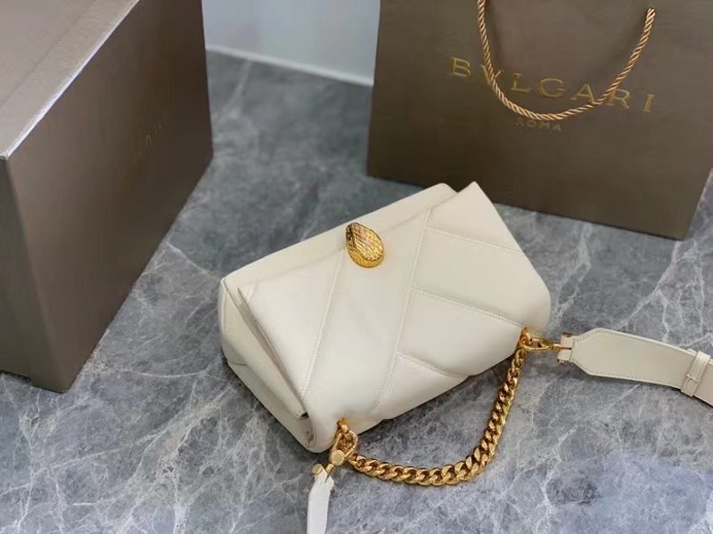 Bvlgari White Serpenti Cabocho Shoulder Bag BVGR00339