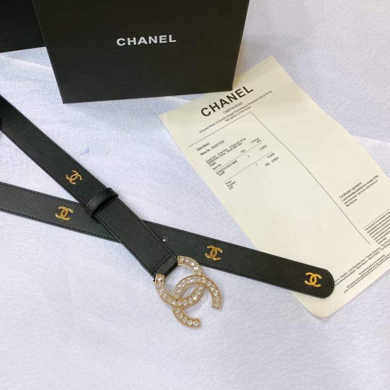 Chanel Rhinstone CC Cowhide Belt WB001178
