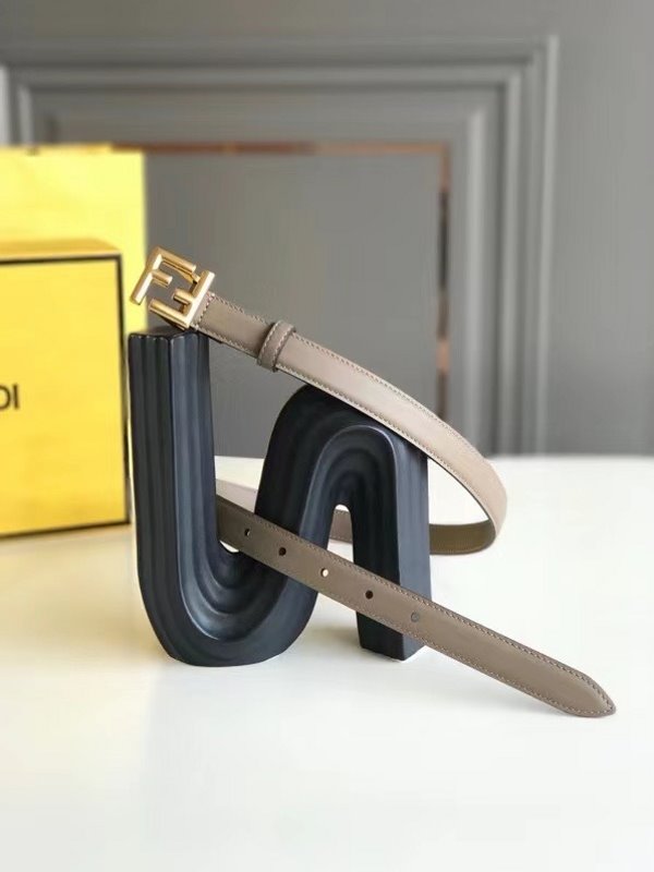 Fendi Gray FF Stud Leather Belt WLB01254