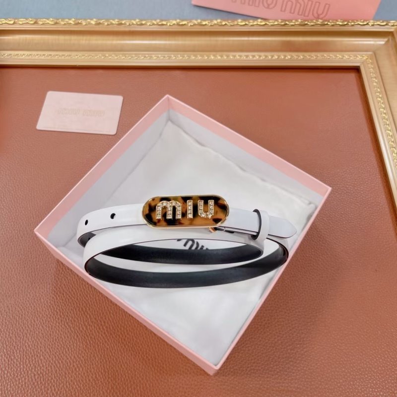 Miu Miu White and Black Leather Belt WLB01183