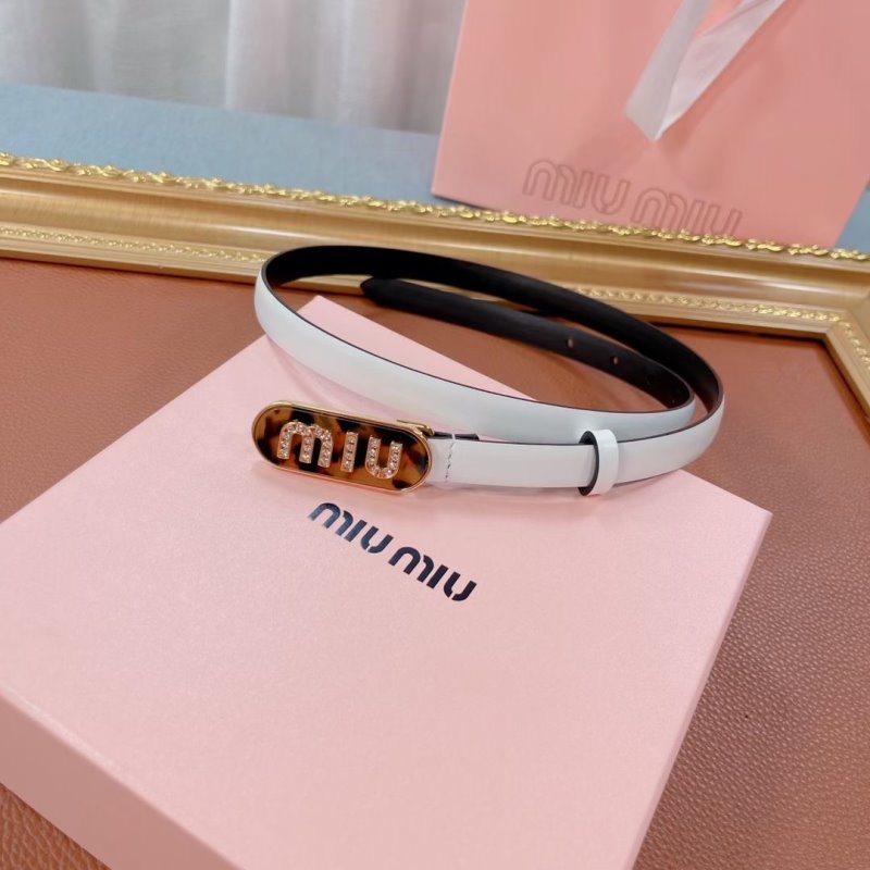 Miu Miu White and Black Leather Belt WLB01183
