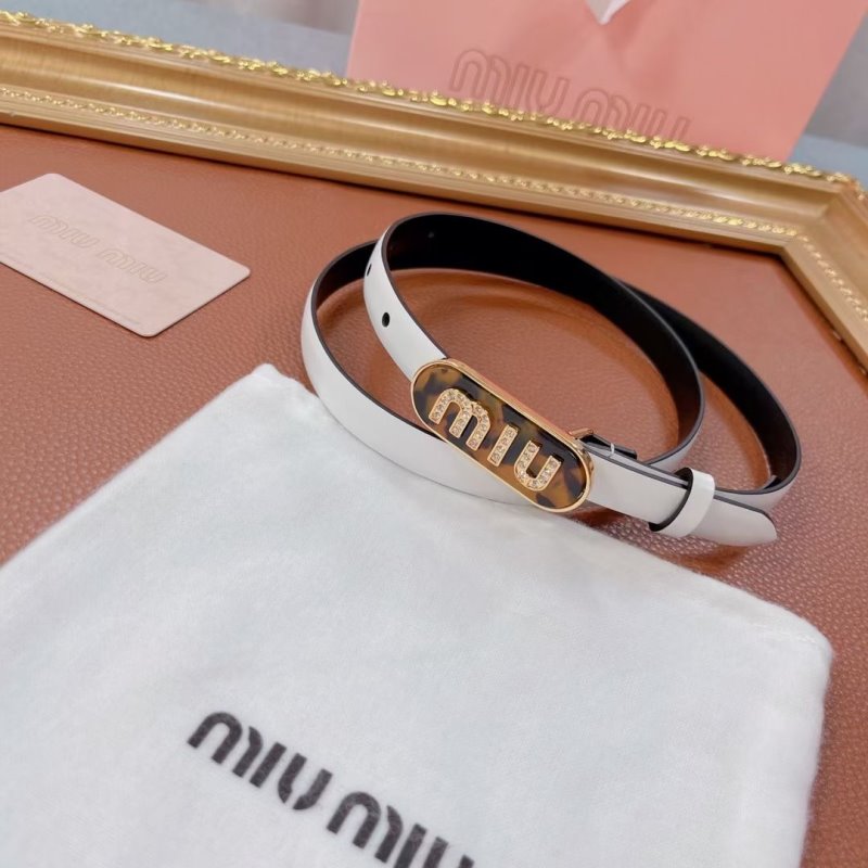 Miu Miu White and Black Leather Belt WLB01183