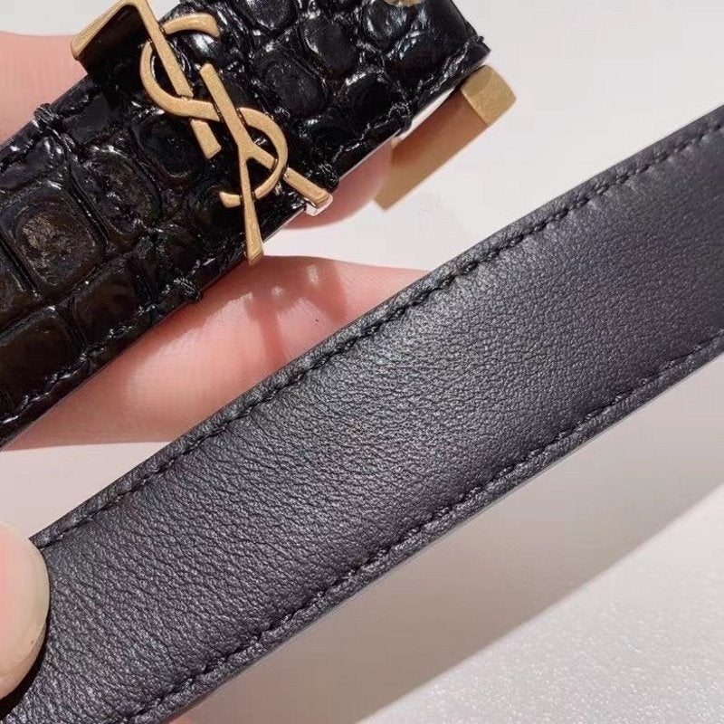 Saint Laurent Black Leather Belt WLB01256