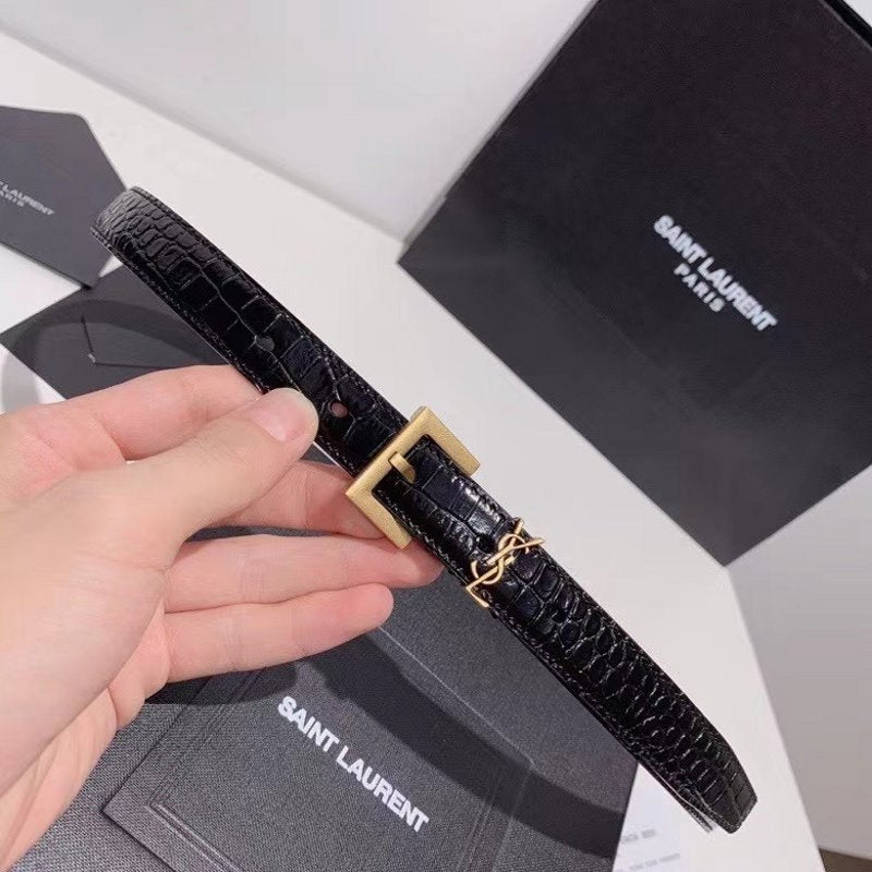 Saint Laurent Black Leather Belt WLB01256