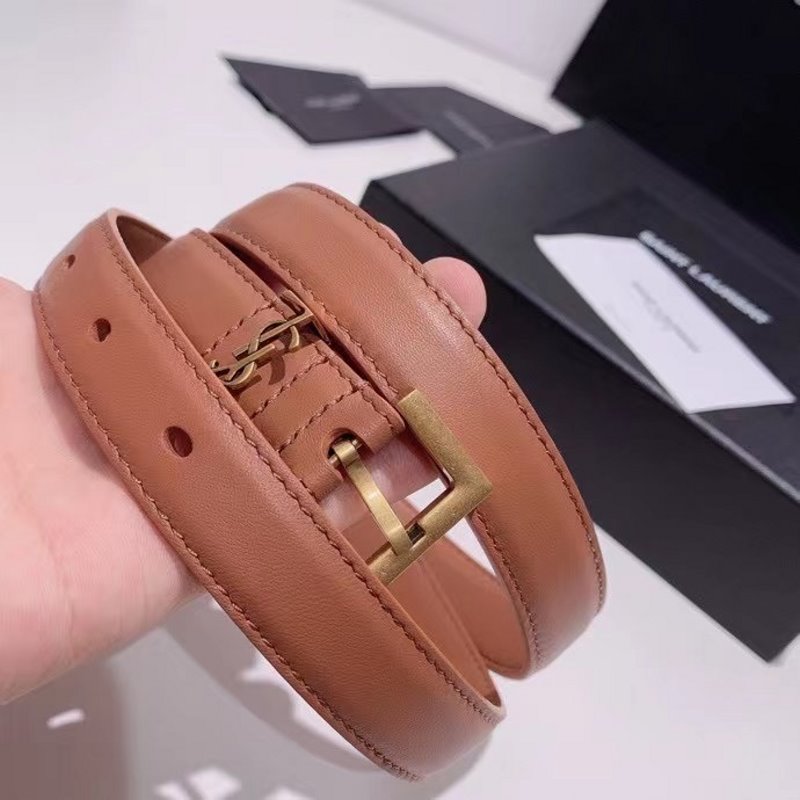 Saint Laurent Brown Leather Belt WLB01258