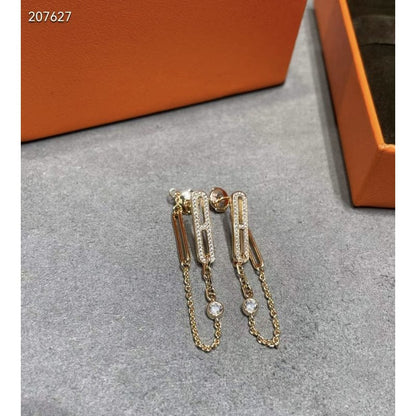 Hermes  Farandole Pig Nose Chain Stud Earrings JWLH0026