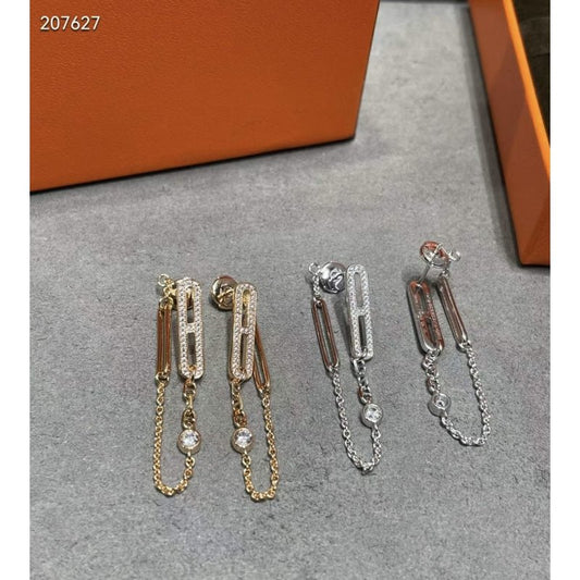 Hermes  Farandole Pig Nose Chain Stud Earrings JWLH0026