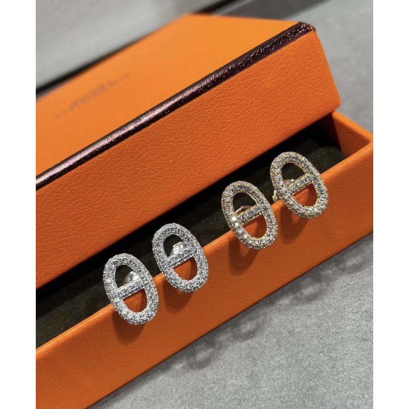 Hermes  Farandole Pig Nose Diamond Earrings JWLH0056