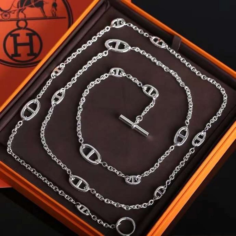 Hermes  Farandole Pig Nose Long Necklace JWLH0041