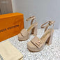 Louis Viutton Thick High Heeled Slippers SH010433