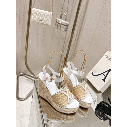 Louis Viutton Woven Wedge Sandals SH010449