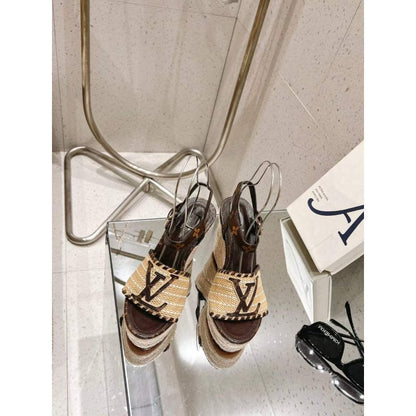 Louis Viutton Woven Wedge Sandals SH010451