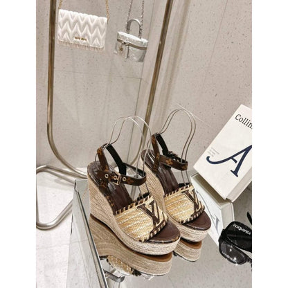 Louis Viutton Woven Wedge Sandals SH010451