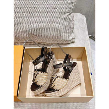 Louis Viutton Woven Wedge Sandals SH010451