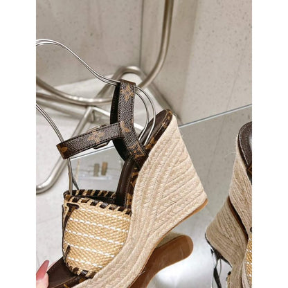 Louis Viutton Woven Wedge Sandals SH010451