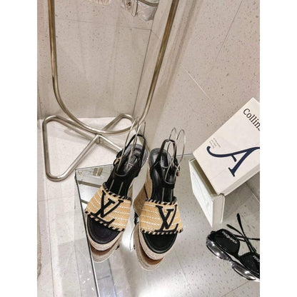 Louis Viutton Woven Wedge Sandals SH010452