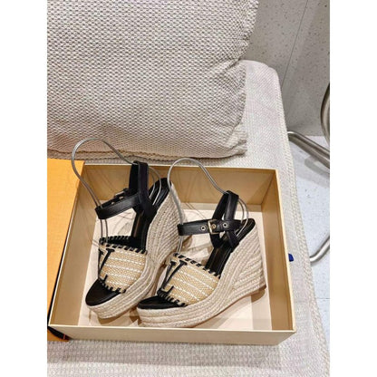 Louis Viutton Woven Wedge Sandals SH010452