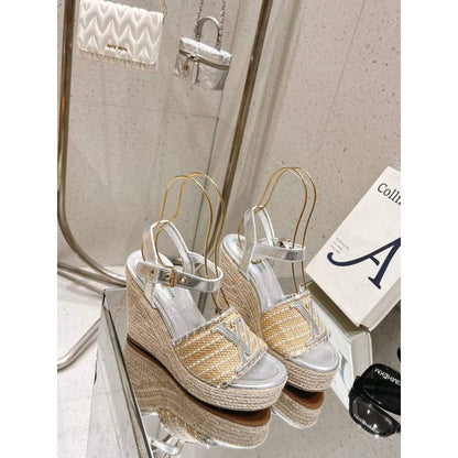 Louis Viutton Woven Wedge Sandals SH010454