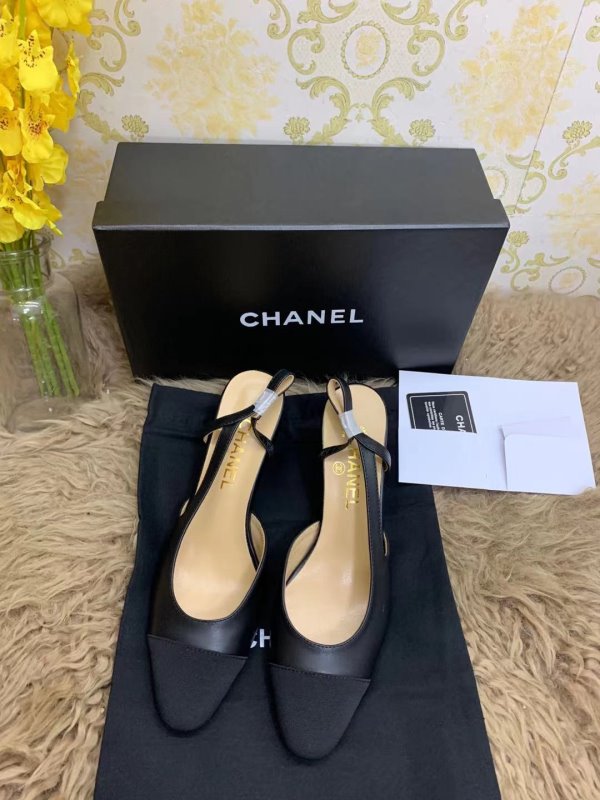 Chanel  Black Heeled Sandals SHS02560