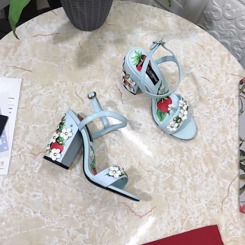 Dolce and Gabbana Flower Chunky Heel Sandals SHS05382