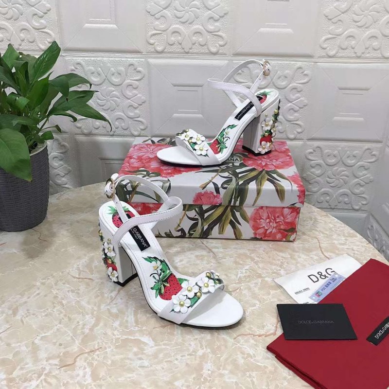 Dolce and Gabbana Flower Chunky Heel Sandals SHS05387