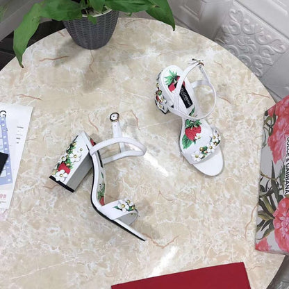 Dolce and Gabbana Flower Chunky Heel Sandals SHS05387