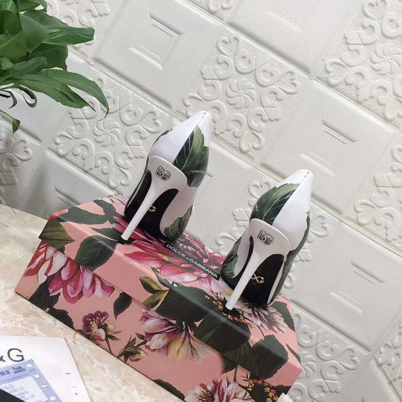 Dolce and Gabbana Flower Print Heel Single Shoes SHS05378