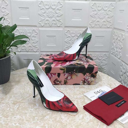 Dolce and Gabbana Flower Print Heel Single Shoes SHS05378