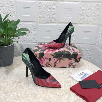 Dolce and Gabbana Flower Print Heel Single Shoes SHS05379