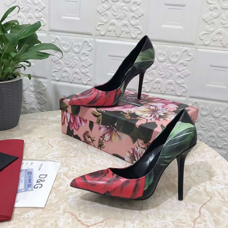 Dolce and Gabbana Flower Print Heel Single Shoes SHS05379