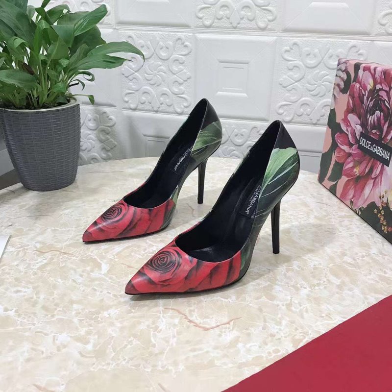 Dolce and Gabbana Flower Print Heel Single Shoes SHS05379