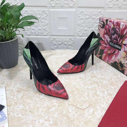 Dolce and Gabbana Flower Print Heel Single Shoes SHS05379