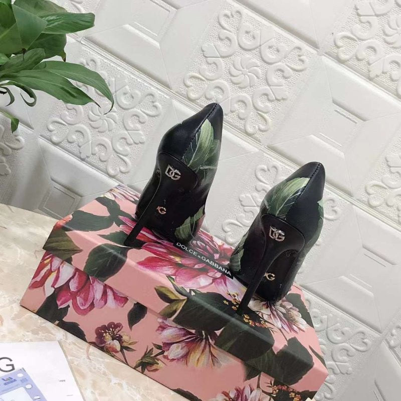 Dolce and Gabbana Flower Print Heel Single Shoes SHS05379