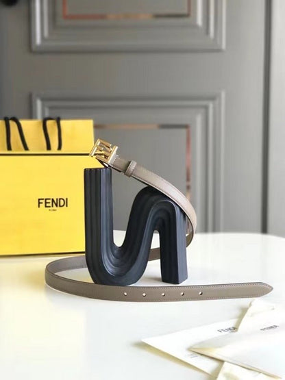 Fendi Gray FF Stud Leather Belt WLB01254