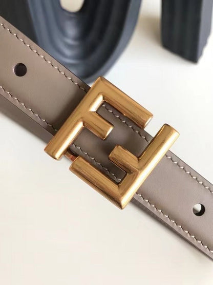 Fendi Gray FF Stud Leather Belt WLB01254