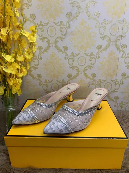 Fendi Gray Heeled Sandals SHS02530