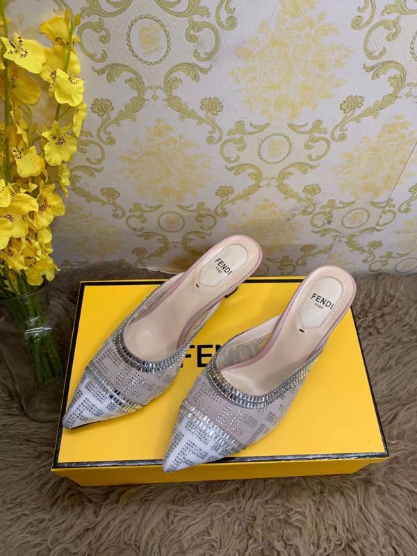 Fendi Gray Heeled Sandals SHS02530