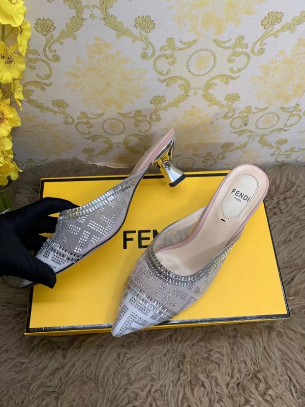 Fendi Gray Heeled Sandals SHS02530