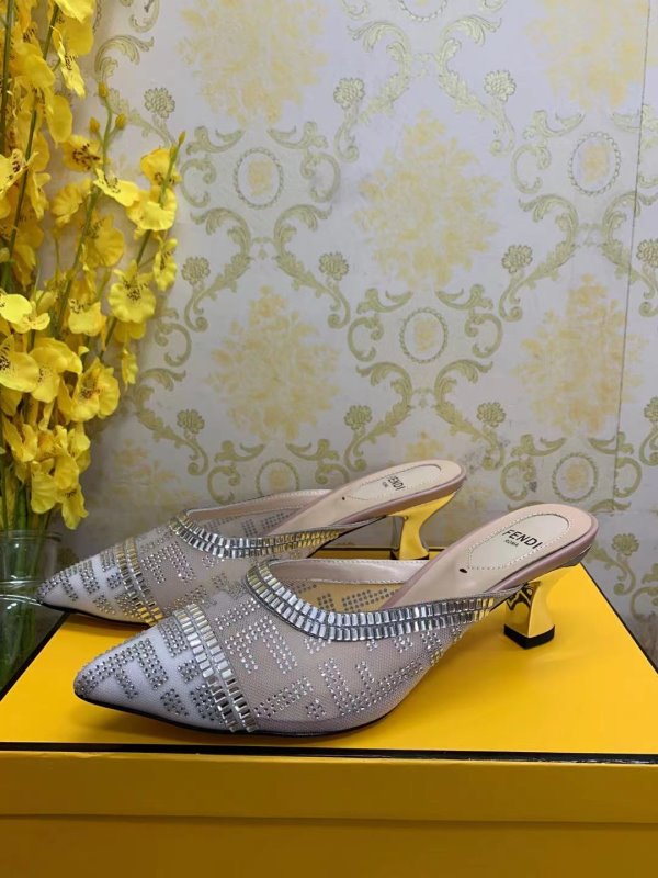 Fendi Gray Heeled Sandals SHS02530