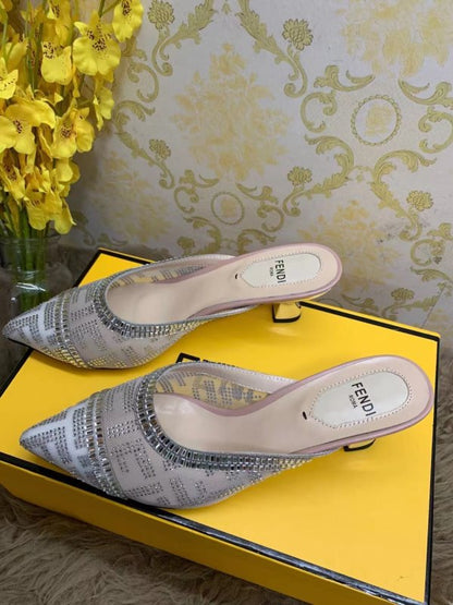 Fendi Gray Heeled Sandals SHS02530