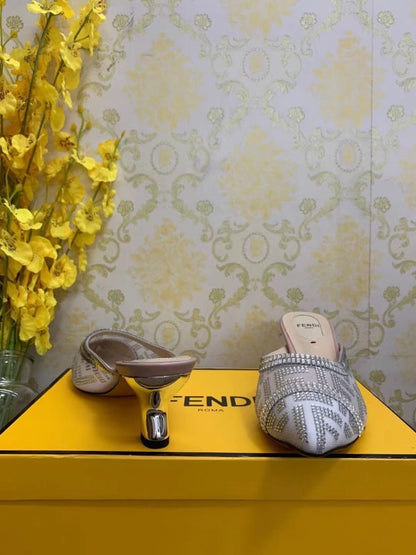 Fendi Gray Heeled Sandals SHS02530