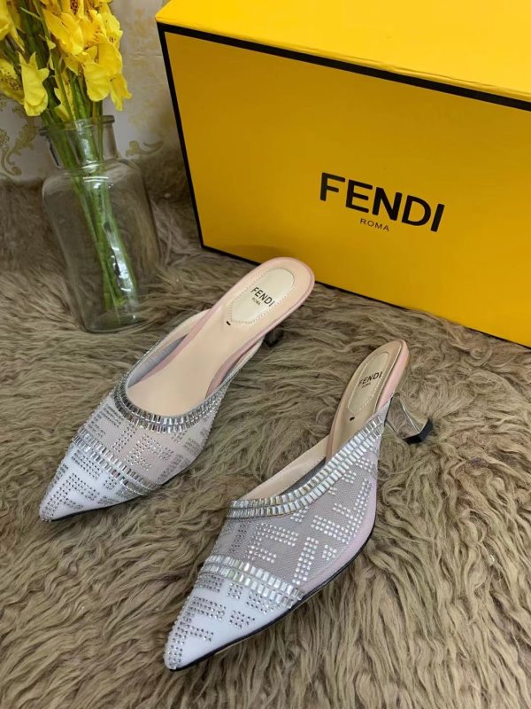 Fendi Gray Heeled Sandals SHS02530