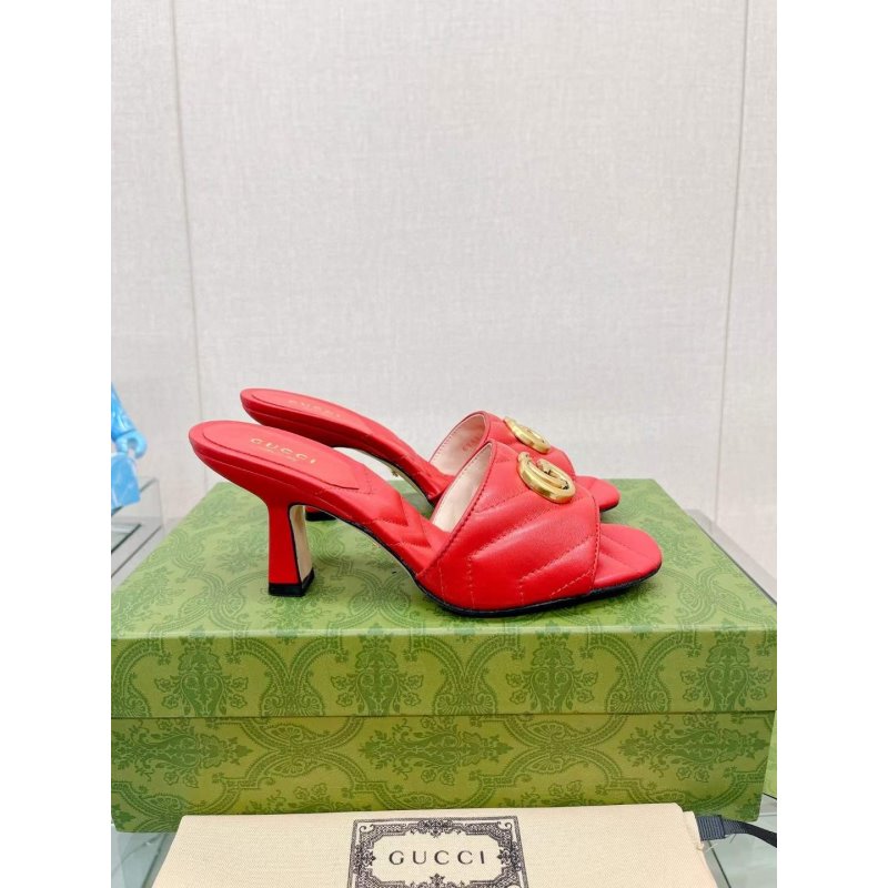 Gucci G Buckle Heeled Slippers  SHS05104