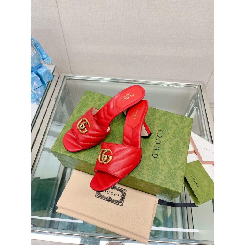 Gucci G Buckle Heeled Slippers  SHS05104