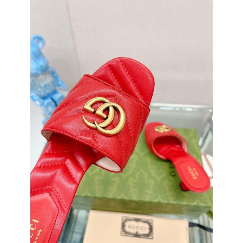 Gucci G Buckle Heeled Slippers  SHS05104