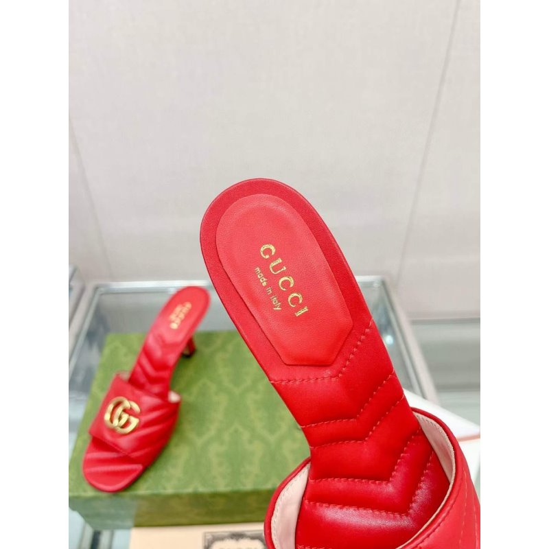 Gucci G Buckle Heeled Slippers  SHS05104